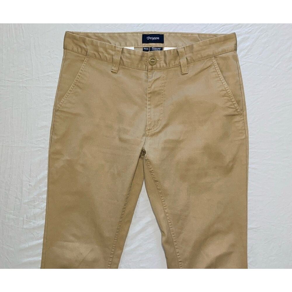 Brixton Flat Front Standard Fit Chino 'Reserve Pant' . Beige, Men's 33X31. - Picture 6 of 10